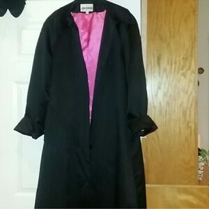 Vintage John Caruana Black Trench Coat with Pink Interior